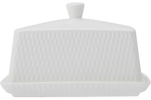 MAXWELL AND WILLIAMS Maxwell & Williams White Basics Diamonds Beurrier avec Couvercle Porcelaine 16,5 x 11,5 x 11 cm