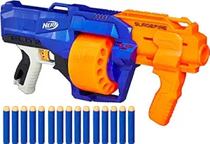 Nerf SurgeFire Elite Blaster ? 15-Dart Rotating Drum, Slam Fire, Includes 15 Official Nerf Elite Darts ? for Children, Teens, Adults