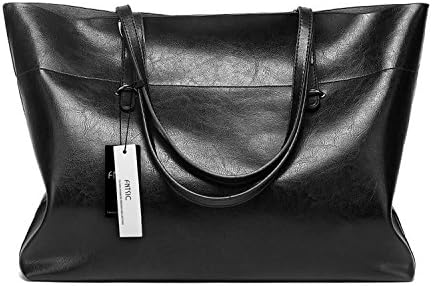 FNTSIC Women's PU Leather Handbags Elegant Ladies Shoulder Bags Classic Tote Bags Top-Handle Bags Large Capacity Shopping Bags (Large - Black)