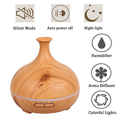 Dricar LED Luftbefeuchter 300ML Ultraschall Aroma Diffuser Befeuchter Tragbare Holzmaserung - 3