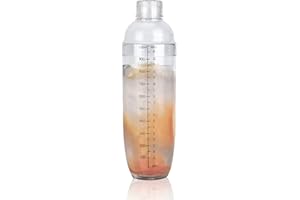 DEWIN Shaker à cocktail en résine PC transparente anti-fuite, mélangeur à vin transparent 300 ml/500 ml/700 ml/1 L avec échelle, outil de barre pratique(1000ML)