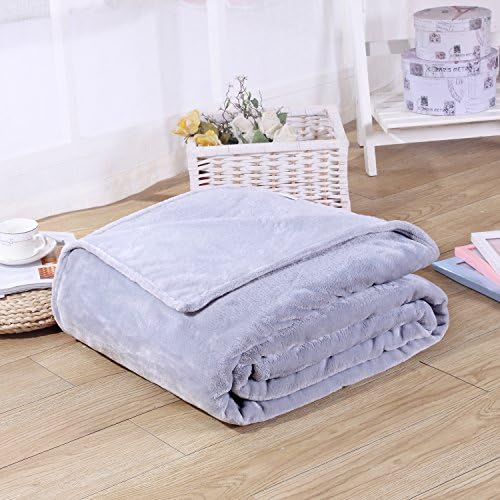Fleece Flannel Bed Couch Throw Warm Blanket, Lightweight Plush Velvet Throw Blanket, Grey, 150*200cm