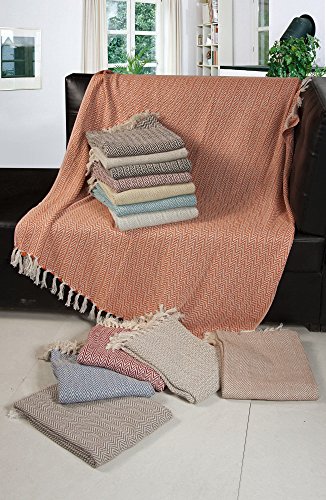 EHC Handwoven Reversible Single Sofa Throw Arm Chair Cover 125x 150cms , Beige