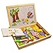 Produktbild Kurtzy - Magnetisches Holzpuzzle Lernspielzeug Set mit 110 Teilen - Puzzle aus Holz, Pädagogisches Lernspiel - Doppelseitige Tafel und Staffelei mit Bauernhof- und Tiermotiven - Magnet Kinderspielzeug, Holzspielzeug, Kreide, Radierer und Aufbewahrungsbox