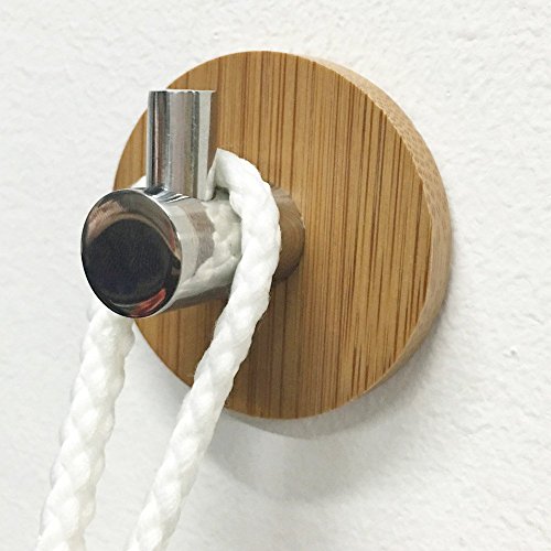Acxeon 4 Stück Adhesive Haken mit 3M Haftmittel bis zu 3 Kg Tragkraft, aus SUS304 Edelstahl und Bambus für Badezimmer Handtuchhaken, Wandhaken Kleiderbügel für Home Küche Mäntel Hüte Schlüssel (4 Stück) - 7