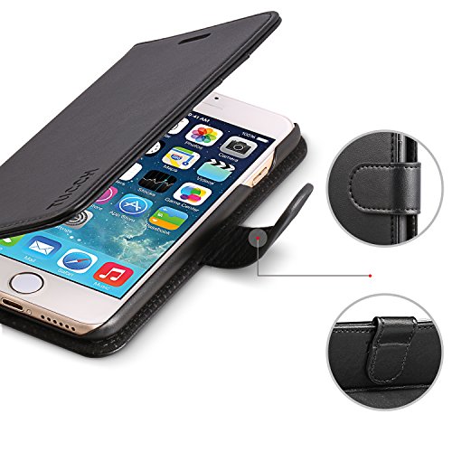 iPhone 7 Case, iPhone 8 Case TUCCH iPhone 7 Wallet Case [Lifetime Warranty] Classic Style Magnetic Closure Flip Book Cover with Card Slots and Hidden Pocket (Credit Card ID & Bill) Kick Stand Protection Wallet Case for iPhone 7/iPhone 8-Black