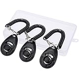 Faburo 3pc Profi Clicker mit Sprialband Clickertraining für Hunde Katzen Pferde Inklusive DE Anleitung ,Schwarz