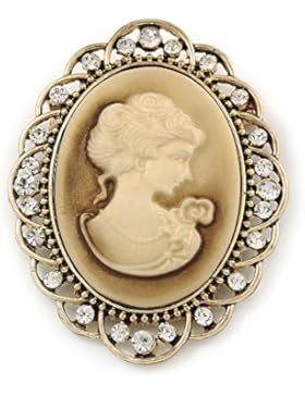 mit Cameo Schal Pin/Brosche in Gold Tone–57mm über