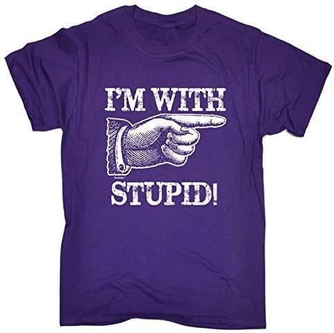 Fonfella Boy's Girl's I'M WITH STUPID ! (L-Age-9-11 - PURPLE) T SHIRT