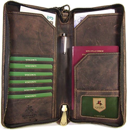 New Unisex Visconti Hunter Leather Passport Travel Wallet Style Wing 728 (Oil Brown)