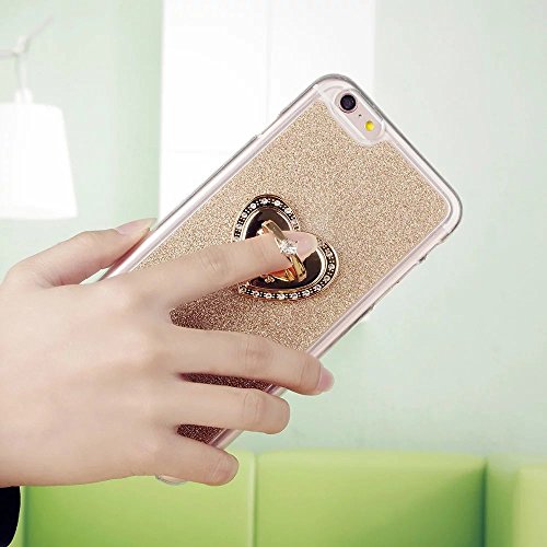 Huawei P8 Lite (2015) 5,0 Zoll Hülle, MUTOUREN Huawei P8 Lite (2015) 5,0 Zoll Etui Hülle Tasche Schutzhülle TPU Silikon Case Cover Bling Glitzer Gold Bumper mit Ring und Anti-Scratch Löschen Back Bumper für Huawei P8 Lite (2015) 5,0 Zoll - 5