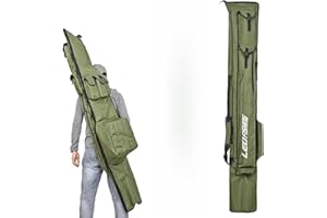 DAZZLEEX Sac de Canne à pêche de Grande capacité Sac de pêche Stockage de Moulinet de Canne à pêche Support de matériel de pêche 1.95m