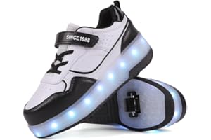 SKRIDSKO LED Light-Up Roller Skate Shoes with Retractable Wheels-Stylish Trainers for Boy, Girl, Kids, USB Rechargeable, Shiny Luminous Sneakers - Perfect for Party, Birthday, Christmas, Enhanced Safety