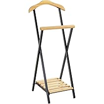 Valet De Chambre Relaxdays - Porte-vêtements MDF Acier 116cm Noir/marron