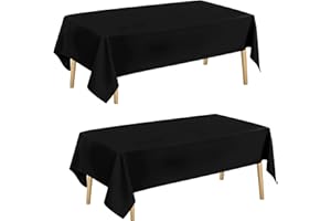 Hiasan Glatt Tischdecke Fleckenabweisend Tischtuch mit Lotuseffekt Leicht Wasserabweisend Tischwäsche, 2 Stück, Schwarz, 140x280cm