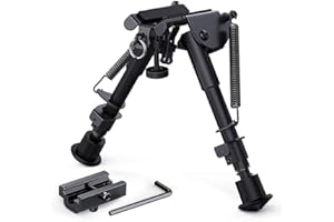 FIRECLUB 6" - 9" Inches Tactical Bipod Adjustable Spring Return with 20mm Picatinny Mount Adapter
