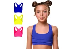 FOCENZA Top Bambina in Microfibra, Reggiseno Sportivo Bimba Elasticizzato e Confortevole Ideale per Ginnastica Artistica, Multipack da 3 Pezzi, Made in Italy
