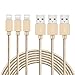 Price comparison product image Lightning Cable,Irady 3Pack 3.3ft / 1M Nylon Braided USB Cord Charging Cable Charger for iPhone X iPhone 8 Plus 8 7 6 6s, iPhone 7 Plus 6 Plus 6s 6, iPhone 5s 5 Se, iPad, iPod mini Air Pro iPod touch nano 7 and More, Gold (Gold)