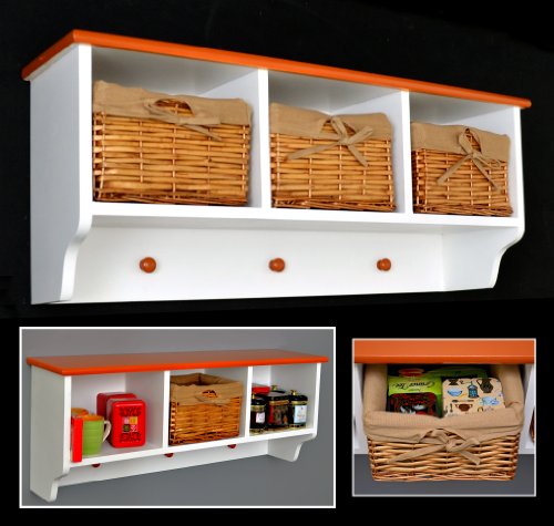 Mueble para pared pasillo perchero cocina baño estante blanco con tres