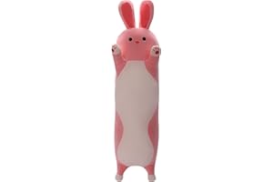 SNOWOLF, Cuscino lungo in peluche morbido per il corpo a forma di animale, da abbracciare, regalo per bambini e famiglia (coniglio, 70 cm)