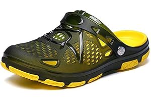 HAFIOT Homme Sabots Plastique Plage Hopital Jardin Été Pantoufles Anti-Glissement Sandales Noir Bleu Jaune 40-50