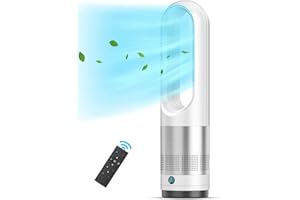 XIUWOUG Ventilator Leise mit Fernbedienung, 60cm Turmventilator Tischventilator, 80° Oszilation, 8 Geschwindigkeiten, 8H Timer, 40W - 8000rpm, LED-Digitalanzeige, Blattlose Fan für Schlafzimmer Wohnräume Büro