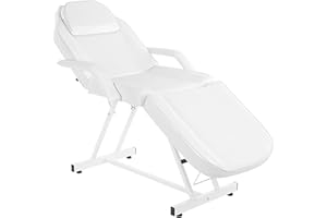 Alightup Table de Massage Pliante Professionnelle Legere Aluminium Housse Table Massage Lit Cosmétique Massage 3 Sections Portable Ergonomique Blanc