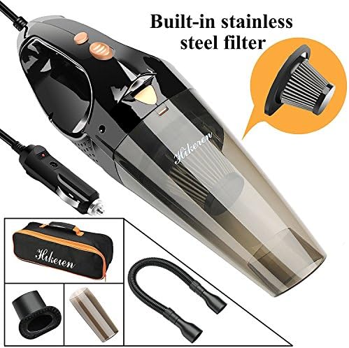 Car Vacuum Cleaner, hikeren DC 12 Volts 106 W Wet &amp; Dry Handheld Vacuum Cleaner Portable, 16.4 ft (5.0 M) Power Cord withwith 2 HEPA Filters, A Transport Bag