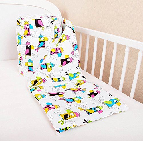 Preisvergleich Produktbild Amilian® Bettumrandung Nest Kopfschutz Nestchen 420x30cm, 360x30cm, 180x30 cm Bettnestchen Baby Kantenschutz Bettausstattung Papagei Bunt (420x30cm)