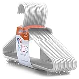 Hangerworld Pack of 54 White Plastic Coat Hanger with Trouser/Skirt Bar for Baby & Toddler Clothes - 30cm (11.5")