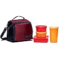 Tupperware Tp-860-T187 Plastic Best Lunch (Including Bag) With Two Bowls, One Tumbler And One Square Box All (Purple), 250 Ml