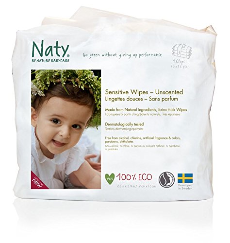 Naty by Nature Babycare Unscented Eco Wipes (Pack of 3, Total 168)