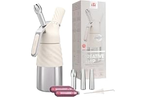 ‎ISI iSi Creative Whip Premium Sahnespender 250ml, Ivory White , aus Edelstahl , inkl. 3 Edelstahltüllen & 2 iSi Sahnekapseln , iSi Sahnespender für Sahne, Dessert & Herzhaftes , Spülmaschinenfest