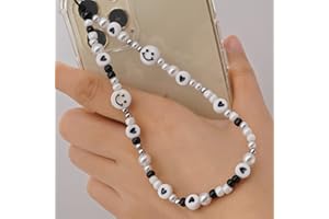 PTNKUIIY Handy Lanyard Anti-Verlorene Handykette，Böhmische Bunte Perlen Telefon Kette Strap Handyanhänger Smiley Gesicht Handy Straps Mobile Handy Schmuck Perlen Anhänger Hängen Chian für Frauen