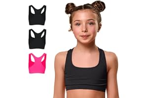 FOCENZA Top Bambina in Microfibra, Reggiseno Sportivo Bimba Elasticizzato e Confortevole Ideale per Ginnastica Artistica, Multipack da 3 Pezzi, Made in Italy