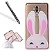 Produktbild Huawei Mate 9 Silikon Handy Hülle,Leeook Elegant Retro Funny Cute Lovely Schön Rosa Hase Crystal Soft Clear Case Electroplate Plating Rose Gold Frame Scratch-Resistant Bumper Soft Rückseite Cover Tasche Ultradünne Galvanisiergeräte Weicher Gel TPU Tasche Schutzhülle Hülle Tasche für Huawei Mate 9 + 1 x Schwarz Eingabestift-Pink Bunny Rabbit
