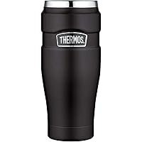 THERMOS Thermobecher Stainless King, Kaffeebecher to go Edelstahl schwarz 470ml, Isolierbecher spülmaschinenfest, dicht…