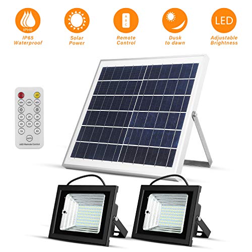 LED Solar Lights con Remote Outdoor Dusk to Dawn Solar Flood   Telecomando luci 15W 13.8 "Pannello solare 800LM Dual 98 LED Luci IP65 Impermeabile per polo, strada