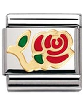 Nomination Composable Classic NATURE Edelstahl, Email und 18K-Gold (Rose ROT) 030214