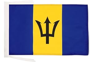 AZ FLAG - Barbados Flag - 18'' x 12'' - 100% Polyester Barbadian Small Banner with Two Cords - Fade Resistant - Vivid Colors - 18x12 in - 45x30 Cm