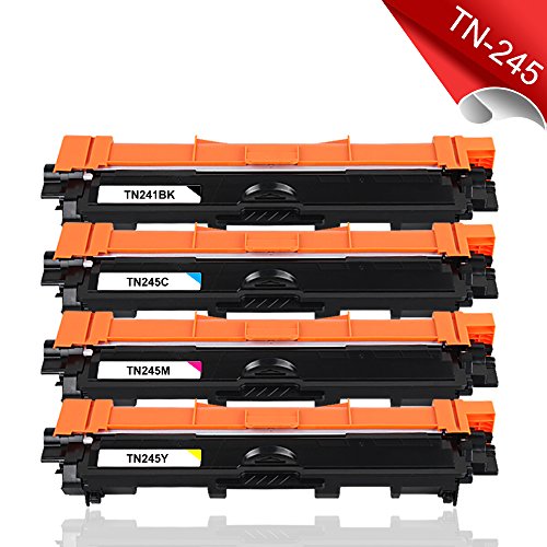 4 Pack Cool Toner Kompatible für TN-241BK TN-245C TN-245M TN-245Y für Drucker Brother HL-3140CW HL-3142CW HL-3150CDW HL-3152CDW HL-3170CDW HL-3172CDW, MFC-9130CW MFC-9140CDN MFC-9330CDW MFC-9340CDW, DCP-9020CDW, K-2500, C/M/Y-2200 Seiten, Kompatible tn241 tn-241 tn 241 tn245 tn-245 tn 245 - 2