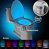 led wc light bowl  MTSZZF WC luz nocturna LED Luz de Inodoro Luz con Descubrimiento de movimiento del sensor chasquido, 8 Cambio de Color, para cuartos de balde chiquillo (1 Unidades) [Clase de eficiencia energética A+]