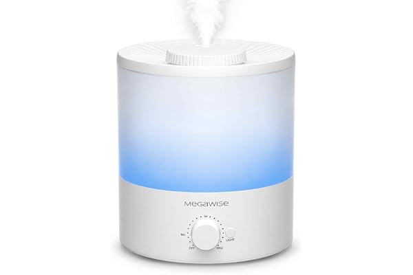 MEGAWISE 1,5 L cool dimluftfuktare för sovrum, hem, kontor och växter, diffusor för eteriska oljor med justerbar dimutgång, 25 dB tyst ultraljud, upp till 10 timmar, lätt att rengöra