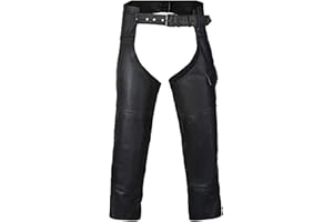 DALLX Black Leather Chaps for Men’s Motorcycle Bikers Cow Skin Full Grain Heavy Duty Leather Chaps
