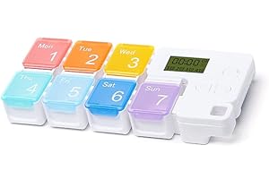 Binnan Automatic Pill Dispenser Weekly Pill Box Organiser, 7 Day Portable Pill Box with Smart Reminder Alarm Detachable Medicine Box Container for Medicine, Fish Oil, Vitamins and Supplements