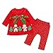 Produktbild Beginfu Weihnachten Kleinkind Kinder Baby Mädchen Herbst und Winter Langarm Schneemann Weihnachtsbaum Druck Cartoon Print Tops + Wellenpunkt Hosen Weihnachten Outfits 2pcNiedlich Babydoll