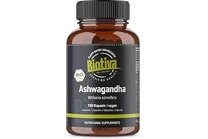 Biotiva Ashwagandha Organic Capsules - 1500mg Daily Dose - Withania Somnifera - Indian Ayurveda - 150 Capsules Without Additives - Highest Purity - Bottled in Germany (DE-ÖKO-005)