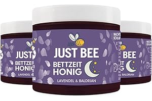 Just Bee Sleeptime Honey (3 x 260g) | Pure natural honey with Lavender flavour, Valerian Root and Vitamin B | Raw and Unpasteurised | Vitamin Rich | For Nightly Bedtime Routine