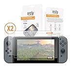 Protection écran pour Nintendo Switch en Verre Trempé par Orzly - PACK DE 2 FILMS - Premium Ultra Résistant en Verre Trempé - Revêtement Oléophobe 100% Transparent pour protéger l'écran 6.2 pouces de la console Nintendo Switch (Modèle 2017)