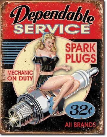 Dependable Service Pin Up Mechanic Blechschild Usa Groß NEU 40x31cm S4262